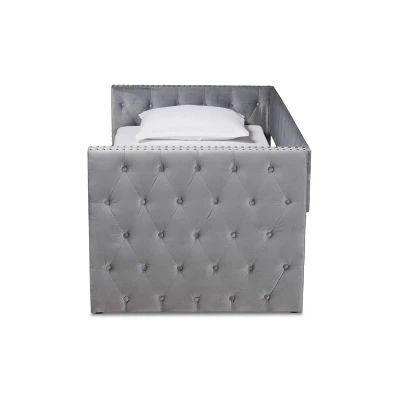 Larkin Velvet Fabric Upholstered Daybed With Trundle - Baxton Studio 2 Larkin Velvet Fabric Upholstered Daybed With Trundle - Baxton Studio - Image 2