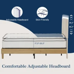 VECELO Platform Bed Frame Upholstered Beds With Height-Adjustable Cotton And Linen Headboard, Bed Frame -Steve Silver Furniture Store GUEST 535fdae0 1703 454d b3ff b9c1873f6132