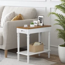 Costway 2 PCS 2-tier End Side Narrow Table Nightstand W/ Drawer For Living Room Bedroom -Steve Silver Furniture Store GUEST 5364b8b5 e1d7 4cd3 a280 c906c864ea98