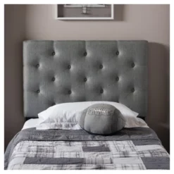 Twin Viviana Modern And Contemporary Fabric Upholstered Button Tufted Headboard Gray - Baxton Studio -Steve Silver Furniture Store GUEST 54ddeb3d f20b 4164 adac a53de44c419e