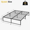 Queen Metal Bed Frame Platform, 14 Inch Queen Bedframe With Sturdy Steel Slats Mattress Foundation No Box Spring Needed Easy Assemble Noise Free Black