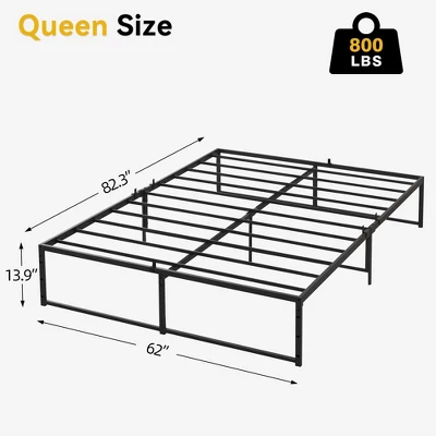 Queen Metal Bed Frame Platform, 14 Inch Queen Bedframe With Sturdy Steel Slats Mattress Foundation No Box Spring Needed Easy Assemble Noise Free Black 1 Queen Metal Bed Frame Platform, 14 Inch Queen Bedframe With Sturdy Steel Slats Mattress Foundation No Box Spring Needed Easy Assemble Noise Free Black