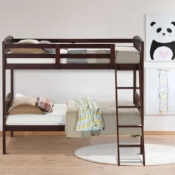Costway Wood Solid Hardwood Twin Bunk Beds Detachable Safety Rail -Steve Silver Furniture Store GUEST 56b7a79f 5d7b 487a a21b 04fc6d396c13