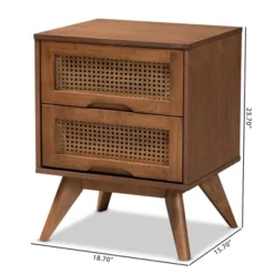 Barrett Wood And Synthetic Rattan 2 Drawer Nightstand Walnut Brown - Baxton Studio -Steve Silver Furniture Store GUEST 56bb2405 58ac 42ab 8fde a0036db0d150