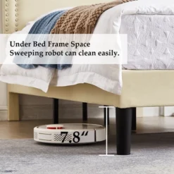 VECELO Velvet Upholstered Platform Bed Frame With Adjustable Headboard, Sturdy Wood Slats & Metal Support, No Box Spring Needed, Twin/Full/Queen Size -Steve Silver Furniture Store GUEST 56cabf7e 76d8 4649 9655 06f85120bd7b