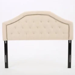 Contemporary Camelback Upholstered Headboard Full/Queen Size With Button Tufted Diamond Stitch & Nailhead Accents -Christopher Knight Home -Steve Silver Furniture Store GUEST 56dc6688 4938 4da6 aa46 a9f7c8db23b1