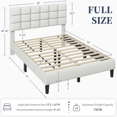 Yaheetech Upholstered Platform Bed Frame With Square Tufted Headboard 2 Yaheetech Upholstered Platform Bed Frame With Square Tufted Headboard - Image 2