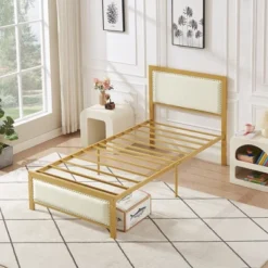 VECELO Upholstered Linen Bed Frame With Headboard And Footboard, Heavy-Duty Platform, Strong Metal Slats, No Box Spring Required, Easy Assembly -Steve Silver Furniture Store GUEST 5bbc0a5f 6507 41c9 b919 82df373261d2