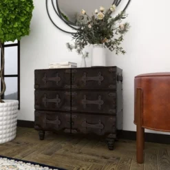 Traditional 6 Drawer Faux Leather Chest Black - Olivia & May -Steve Silver Furniture Store GUEST 5da0fb5a 2e53 4075 918d 396dd1a686a3