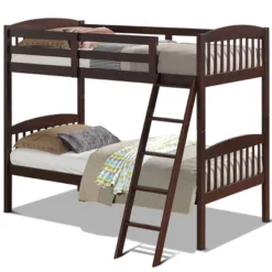 Costway Wood Solid Hardwood Twin Bunk Beds Detachable Safety Rail -Steve Silver Furniture Store GUEST 5e79939e fc78 4099 b12b 9ef98758e763