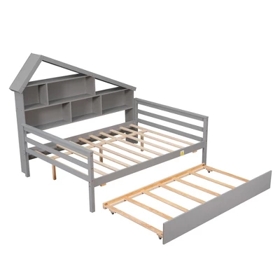 Full Size Platform Bed With Trundle And Shelves-ModernLuxe 5 Full Size Platform Bed With Trundle And Shelves-ModernLuxe - Image 5