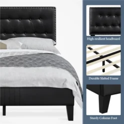 Yaheetech Upholstered Bed Frame With Button-Tufted Headboard -Steve Silver Furniture Store GUEST 64368027 5ced 4af2 a3bc 153a3d11c007