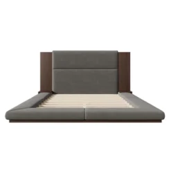 Queen/King Size Floor Upholstered Platform Bed Frame With Upholstered Headboard And Bedside Table, No Box Spring Needed, Grey-ModernLuxe -Steve Silver Furniture Store GUEST 64cb1e75 15bc 4301 a1d8 ff1b7b7f8a76