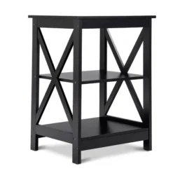 Costway 2PCS 3-Tier Nightstand End Table Storage Display Shelf Living Room Furni Black -Steve Silver Furniture Store GUEST 67a5cb27 7836 472d a6a8 0c5e1e8fd463