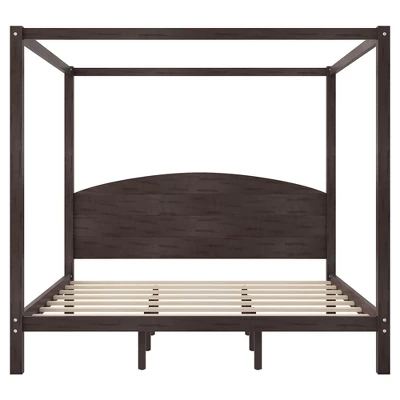 King Size Canopy Platform Bed, Wooden Bed Frame With Headboard And Support Legs -ModernLuxe 3 King Size Canopy Platform Bed, Wooden Bed Frame With Headboard And Support Legs -ModernLuxe - Image 3