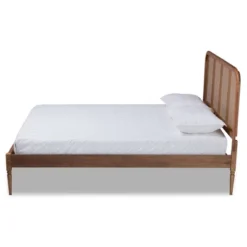 Queen Elston Wood And Synthetic Rattan Platform Bed - Baxton Studio