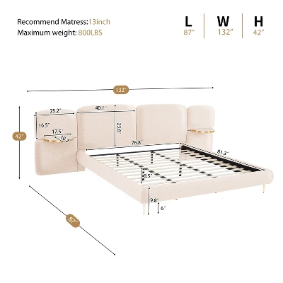Christopher Knight Home Lindis Modern Upholstered Bed With 2 Built-in Shelves 2 Christopher Knight Home Lindis Modern Upholstered Bed With 2 Built-in Shelves - Image 2