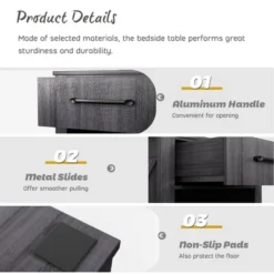 Costway Nightstand With Drawer And Shelf Rustic Wooden Bedside Table Bedroom Brown / Natural / Black -Steve Silver Furniture Store GUEST 712b1b40 d1ef 4765 b845 2ce21005c20d