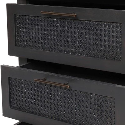 Newell Rustic Acacia Wood And Cane 3 Drawer Dresser Dark Gray - Christopher Knight Home 5 Newell Rustic Acacia Wood And Cane 3 Drawer Dresser Dark Gray - Christopher Knight Home - Image 5