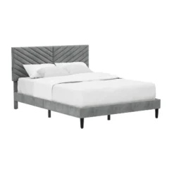 Queen Crestwood Upholstered Chevron Pleated Platform Bed With 2 Dual USB Ports Gray - Hillsdale Furniture 27 Queen Crestwood Upholstered Chevron Pleated Platform Bed With 2 Dual USB Ports Gray - Hillsdale Furniture -Steve Silver Furniture Store GUEST 727305e9 8c26 406d b14b 3a0279776f26