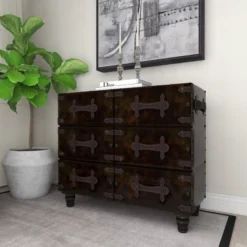 Traditional 6 Drawer Faux Leather Chest Black - Olivia & May -Steve Silver Furniture Store GUEST 747c19da 28e4 48c3 a1a5 e60831931e3c