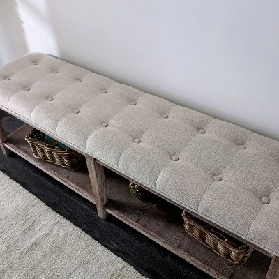 Wixam Tufted Bench Beige/Brown - HOMES: Inside + Out 3 Wixam Tufted Bench Beige/Brown - HOMES: Inside + Out - Image 3