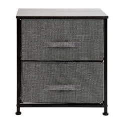 Flash Furniture 2 Drawer Wood Top Nightstand Storage Organizer With Cast Iron Frame And Dark Easy Pull Fabric Drawers -Steve Silver Furniture Store GUEST 77e6805d a81c 4465 9386 fe3d42c65d35