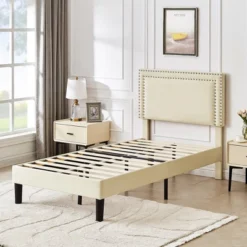 VECELO Velvet Upholstered Platform Bed Frame With Adjustable Headboard, Sturdy Wood Slats & Metal Support, No Box Spring Needed, Twin/Full/Queen Size -Steve Silver Furniture Store GUEST 7909d225 a0cc 4dd3 ba42 d3ca4f0ae160
