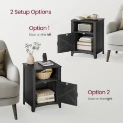 VASAGLE Farmhouse Nightstand With Barn Door, Bedside Table With Storage, Side End Table, Night Stand With Open Compartment 11 VASAGLE Farmhouse Nightstand With Barn Door, Bedside Table With Storage, Side End Table, Night Stand With Open Compartment -Steve Silver Furniture Store GUEST 7a5ce638 a8bf 4ebc a3fb 2df07b01e083