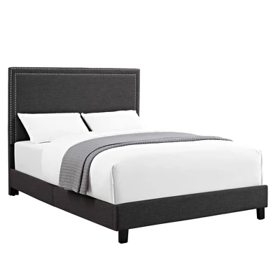Emery Upholstered Queen Platform Bed Charcoal Black - Picket House Furnishings 1 Emery Upholstered Queen Platform Bed Charcoal Black - Picket House Furnishings