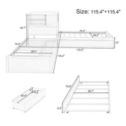 L-Shaped Combination Twin Size Bed Frame With Trundle & Drawer, 3-in-1 Low Corner Platform Bed Linked With Built-in Desk - ModernLuxe -Steve Silver Furniture Store GUEST 7f5a1fc7 385a 4512 af42 3468b67af958