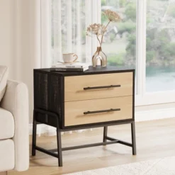 Homhougo Nightstand With 2 Drawers, Bedside Table With Storage, Wood Night Stand With Metal Legs, End Tables For Bedroom Living Room -Steve Silver Furniture Store GUEST 7fd7df00 0da0 4ba9 8818 a3289dfbef0e