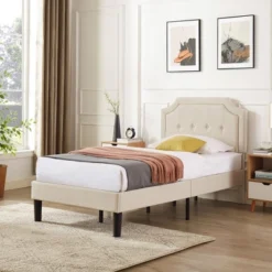 VECELO Modern Upholstered Bed Frame Wooden Platform Bed With Adjustable Headboard And Underbed Storage Space -Steve Silver Furniture Store GUEST 80937943 297a 45fd 8f0b a8b5eae4bf34