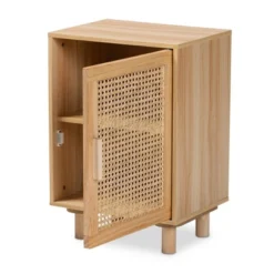 Maclean Rattan Wood 1 Door Nightstand Natural/Brown - Baxton Studio -Steve Silver Furniture Store GUEST 80c8de23 c5e2 4fe6 8609 fb3821c47d91