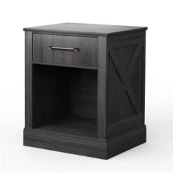 Costway Nightstand With Drawer And Shelf Rustic Wooden Bedside Table Bedroom Brown / Natural / Black -Steve Silver Furniture Store GUEST 83c776db f268 41b9 874e 3df76aef0277