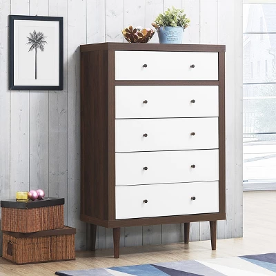 Costway 5 Drawer Dresser Wood Chest Of Drawers Storage Freestanding Cabinet Organizer 2 Costway 5 Drawer Dresser Wood Chest Of Drawers Storage Freestanding Cabinet Organizer - Image 2