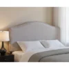 HomeRoots Gray Linen Blend Upholstered Arched Full Headboard With Nail Head Trim