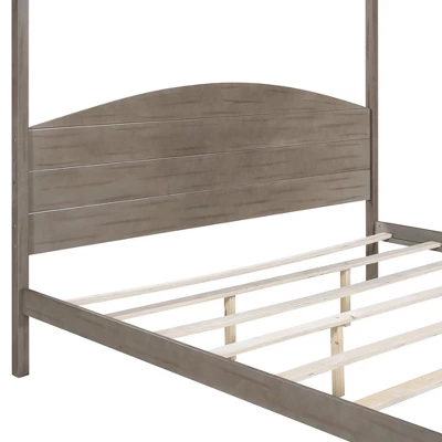 King Size Canopy Platform Bed, Wooden Bed Frame With Headboard And Support Legs -ModernLuxe 8 King Size Canopy Platform Bed, Wooden Bed Frame With Headboard And Support Legs -ModernLuxe - Image 8