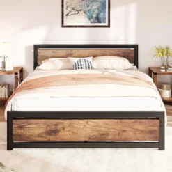 Whizmax Queen Size Bed Frame Platform, Industrial Queen Bedframe With Wooden Headboard No Box Spring Needed, Easy Assemble Noise Free Rustic Brown -Steve Silver Furniture Store GUEST 8b3bc73f 3cc5 4e49 8639 4ea81edc08e9