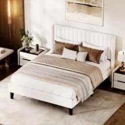 Bed Frame With Vertical Channel Tufted Wingback Headboard, Upholstered Platform Bed Frame With Strong Wooden Slats Support -Steve Silver Furniture Store GUEST 8b91ee2b a21a 4b4e 82e8 3fd4226ecd9f