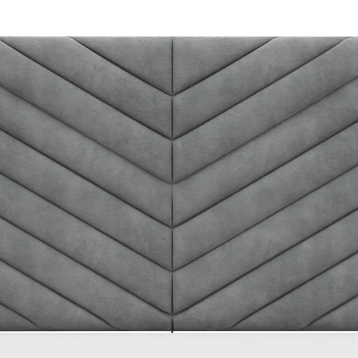 Queen Crestwood Upholstered Chevron Pleated Platform Bed With 2 Dual USB Ports Gray - Hillsdale Furniture 15 Queen Crestwood Upholstered Chevron Pleated Platform Bed With 2 Dual USB Ports Gray - Hillsdale Furniture - Image 15