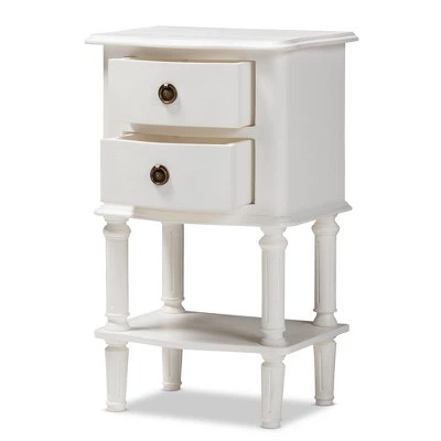 Audrey Finished 2 Drawer Nightstand White - Baxton Studio 9 Audrey Finished 2 Drawer Nightstand White - Baxton Studio - Image 9