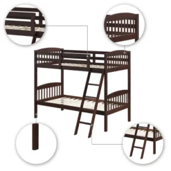 Costway Wood Solid Hardwood Twin Bunk Beds Detachable Safety Rail -Steve Silver Furniture Store GUEST 8f748225 600a 46fd 98a2 3379b1acc89b