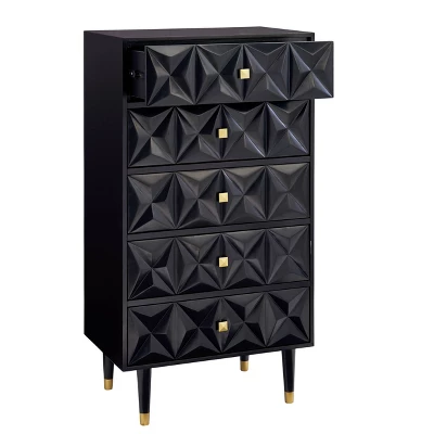 5 Drawer Geo Textured Chest - Linon 2 5 Drawer Geo Textured Chest - Linon - Image 2