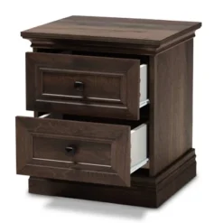 Nolan 2 Drawer Wood Nightstand Brown/Black - Baxton Studio