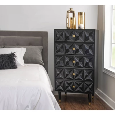 5 Drawer Geo Textured Chest - Linon 10 5 Drawer Geo Textured Chest - Linon - Image 10