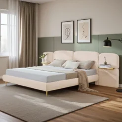 Christopher Knight Home Lindis Modern Upholstered Bed With 2 Built-in Shelves