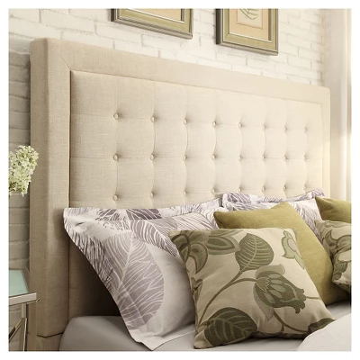 Hudson Button Tufted Headboard King Oatmeal - Inspire Q 1 Hudson Button Tufted Headboard King Oatmeal - Inspire Q