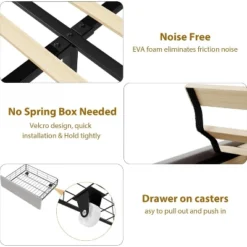 Bed Frame With 2 Storage Drawers, Vintage Velvet Upholstered Bedframe, Button Tufted Wingback Headboard, No Box Spring Needed, Noise Free -Steve Silver Furniture Store GUEST a2af323b fe9a 4bc6 9ce4 63e73cf95687