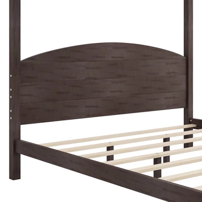 King Size Canopy Platform Bed, Wooden Bed Frame With Headboard And Support Legs -ModernLuxe 6 King Size Canopy Platform Bed, Wooden Bed Frame With Headboard And Support Legs -ModernLuxe - Image 6